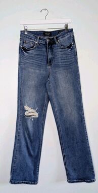 Judy Blue 90s Straight Leg Jeans Womens 9/29 Blue High Rise Stretch Denim